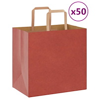 vidaXL Papperspåsar 50 st med handtag röd 26x17x25 cm