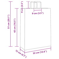vidaXL Papperspåsar 50 st med handtag röd 32x12x42 cm