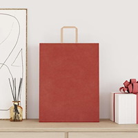 vidaXL Papperspåsar 50 st med handtag röd 32x12x42 cm