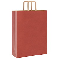 vidaXL Papperspåsar 50 st med handtag röd 32x12x42 cm