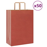 vidaXL Papperspåsar 50 st med handtag röd 32x17x44 cm