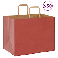 vidaXL Papperspåsar 50 st med handtag röd 32x22x24 cm