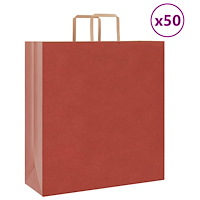 vidaXL Papperspåsar 50 st med handtag röd 45x17x48 cm