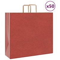 vidaXL Papperspåsar 50 st med handtag röd 54x15x49 cm