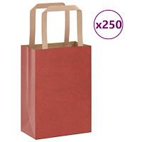vidaXL Papperspåsar 250 st med handtag röd 15x8x21 cm
