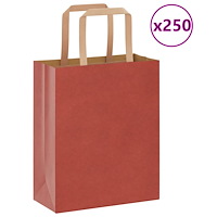 vidaXL Papperspåsar 250 st med handtag röd 18x8x22 cm