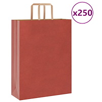vidaXL Papperspåsar 250 st med handtag röd 32x12x42 cm