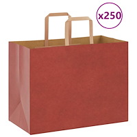vidaXL Papperspåsar 250 st med handtag röd 32x17x25 cm