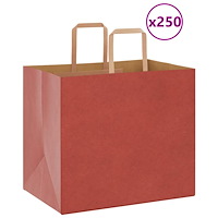 vidaXL Papperspåsar 250 st med handtag röd 32x22x28 cm