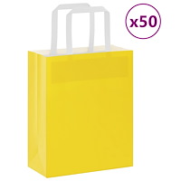 vidaXL Papperspåsar 50 st med handtag gul 18x8x22 cm