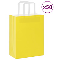 vidaXL Papperspåsar 50 st med handtag gul 21x11x28 cm