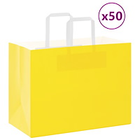 vidaXL Papperspåsar 50 st med handtag gul 32x17x25 cm