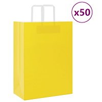 vidaXL Papperspåsar 50 st med handtag gul 32x17x44 cm