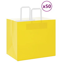 vidaXL Papperspåsar 50 st med handtag gul 32x22x28 cm