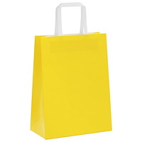 vidaXL Papperspåsar 250 st med handtag gul 21x11x28 cm