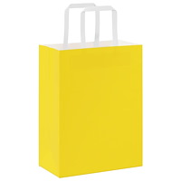 vidaXL Papperspåsar 250 st med handtag gul 21x11x28 cm