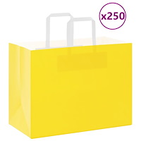 vidaXL Papperspåsar 250 st med handtag gul 32x17x25 cm