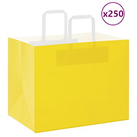 vidaXL Papperspåsar 250 st med handtag gul 32x22x24 cm