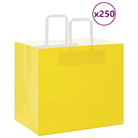 vidaXL Papperspåsar 250 st med handtag gul 32x22x28 cm