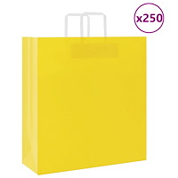 vidaXL Papperspåsar 250 st med handtag gul 45x17x48 cm