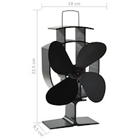 vidaXL Kaminfläkt 4 blad svart