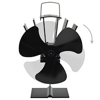 vidaXL Kaminfläkt 3 blad svart