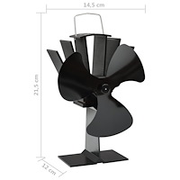 vidaXL Kaminfläkt 3 blad svart