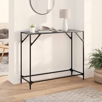 vidaXL Konsolbord med svart glasskiva 98x35x81 cm stål