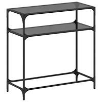 vidaXL Konsolbord med svart glasskiva 80x35x81 cm stål