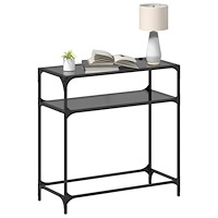 vidaXL Konsolbord med svart glasskiva 80x35x81 cm stål