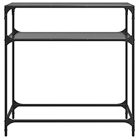 vidaXL Konsolbord med svart glasskiva 80x35x81 cm stål