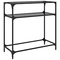 vidaXL Konsolbord med svart glasskiva 80x35x81 cm stål