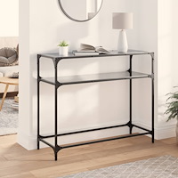 vidaXL Konsolbord med svart glasskiva 98x35x81 cm stål