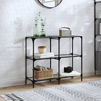 vidaXL Konsolbord med transparent glasskiva 98x30x81 cm stål