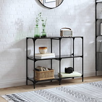 vidaXL Konsolbord med svart glasskiva 98x30x81 cm stål