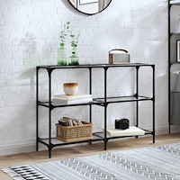 vidaXL Konsolbord med transparent glasskiva 118,5x30x81 cm stål
