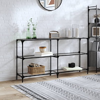 vidaXL Konsolbord med transparent glasskiva 158,5x30x81 cm stål