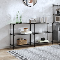 vidaXL Konsolbord med svart glasskiva 158,5x30x81 cm stål