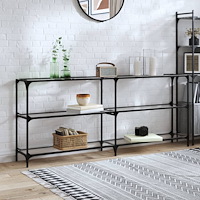 vidaXL Konsolbord med transparent glasskiva 194,5x30x81 cm stål