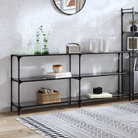 vidaXL Konsolbord med svart glasskiva 194,5x30x81 cm stål