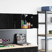 vidaXL Väggskåp för garage svart konstruerat trä