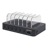 Manhattan Manhattan Charging Station, 6x USB-A Ports, Outputs: 6x 2.4A, Smart IC, LED Indicator Lights, Black, Three Year Warranty...