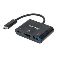 Manhattan Manhattan USB-C Dock/Hub, Ports (x3): HDMI, USB-A and USB-C, 5 Gbps (USB 3.2 Gen1 aka USB 3.0), With Power Delivery (60W...