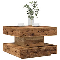vidaXL Soffbord 360 grader vridbart åldrat trä 50x50x34,5 cm