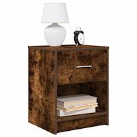 vidaXL Sängbord 2 st med låda rökfärgad ek 40x34x50 cm