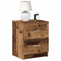 vidaXL Sängbord med 2 lådor åldrat trä 40x36x50 cm