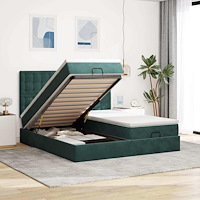 vidaXL Ottoman sängram med madrasser mörkgrön 160x200 cm sammet