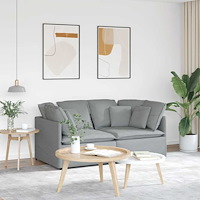vidaXL Modulsoffa med dynor i tyg ljusgrå