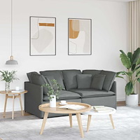 vidaXL Modulsoffa med dynor i tyg mörkgrå