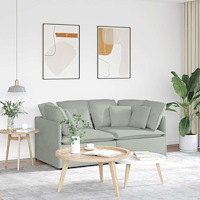 vidaXL Modulsoffa med dynor sammet ljusgrå